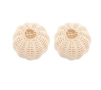 VILLCASE Lot de 2 Abat-jours en Rotin Tressé Blanc, 20 Cm, Décoration Lumineuse DIY pour Lampe de Chevet et Lampe Plafond, Abat-jour Artisanal Naturel pour Ambiance Chaleureuse