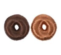 VILLCASE Lot de 2 Anneaux pour Chignon Donut Postiches pour Fille en Couleur Beige Clair et Or Accessoire Coiffure pour Chignon Haut Extensions de Cheveux Adapté Cheveux Courts à Longs