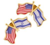 VILLCASE Lot de 2 Badges Métalliques D'amitié Israélo-américaine, Épinglettes Drapeau États-unis et Israël, Broches Souvenirs en Alliage pour Paquet, Veste et Accessoires, Collection