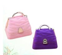 VILLCASE Lot de 2 Boîtes à Bijoux de Paquet à Main Coffret de Rangement pour Bagues Intérieur en Velours Organisateur de Bijoux Compact pour Femmes Couleurs Rose et Violet Présent