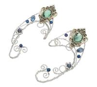 VILLCASE Lot de 2 Boucles D’Oreilles Elfes en Cristal Vert sans Perçage Manchettes D’Oreilles Enveloppantes en Métal pour Femmes Bijoux Féeriques Adaptés Mariages et Fêtes Confort et