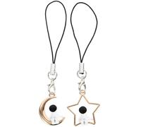 VILLCASE Lot de 2 Breloques Porte-clés de Téléphone Astronaute, Pendentifs Décoratifs Lune et Étoile en Alliage Léger, Accessoires Suspendus pour Décoration Téléphone Portable, Présent