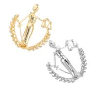 VILLCASE Lot de 2 Broches Balance Justice en Alliage Métal Épingles de Revers pour Costume Homme Couleur Or et Argenté Accessoire Formel pour Chemise et Veste Symbole Juridique Élégant
