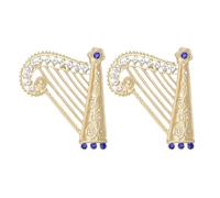 VILLCASE Lot de 2 Broches Harpe 3D en Alliage Doré Épingles Décoratives pour Robes Foulards et Paquets à Dos Accessoires Bijoux Féminins Élégants et Multifonctionnels