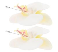 VILLCASE Lot de 2 Broches Orchidée Blanche pour Homme, Épingle à Chapeau Élégante en Soie, Broche Fleur de Revers pour Costume, Mariage, Bal de Fin D'année et Remise de Diplôme
