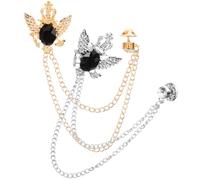 VILLCASE Lot de 2 Broches pour Homme Style Vintage en Métal Épingles de Costume Couronne Chaîne Couleurs Argenté et Doré Accessoires Masculins pour Vestes Chapeaux et Bal Bijou