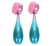 VILLCASE Lot de 2 Brosses Exfoliantes en Silicone Verte Brosse Nettoyante Double Face Visage Massage Doux et Élimination des Points Noirs Compactes et Légères Soin Quotidien Peau