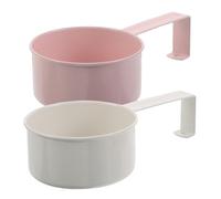 VILLCASE Lot de 2 Cuillères Doseuses pour Lessive Liquide et Poudre en Métal Robuste, Couleurs Rose et Blanc, Dosettes Précises pour Dosage, Accessoires Multifonctions pour Buanderie