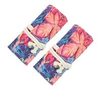 VILLCASE Lot de 2 Étuis à Crayons en Toile 48 Compartiments Motif Feuille d'Érable Violet Trousse à Pinceaux Portable pour Aquarelle Peinture à l'huile et Matériel de Dessin Organiseur