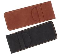 VILLCASE Lot de 2 Étuis de Protection en Cuir PU Rétro pour Stylo-Plume et Stylo Bille Noir et Marron Pochette Fine et Résistante aux Rayures Bureau et Usage Quotidien