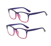 VILLCASE Lot de 2 Lunettes Rétro Unisexes Anti-Lumière Bleue Monture Métal Bicolore Bleu et Rose Verres Filtrants pour Ordinateur et Gaming Protection Fatigue Oculaire au Bureau et à la