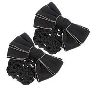 VILLCASE Lot de 2 Pinces à Cheveux Professionnelles Noires avec Nœud Filet à Cheveux Snood Professionnel pour Femme Pince à Chignon Pratique pour Coiffure de Travail ou Scolaire