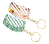 VILLCASE Lot de 2 Porte-clés Peignes en Acétate à Dents Larges, Mini Peignes Portables pour Démêler Cheveux Mouillés, Design Multifonctionnel Élégant et Pratique