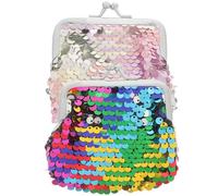 VILLCASE Lot de 2 Porte-Monnaie à Paillettes pour Femmes, Mini Porte-Monnaie Double Face en Polyester, Fermoir Kiss-Lock, Compact et Léger, pour Sorties et Rangement de Pièces, Multicolore