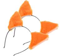 VILLCASE Lot de 2 Serrage-Têtes à Oreilles de Chat en Peluche Orange Accessoires de Cosplay Légers et Confortables pour Fêtes Costumées Bandeaux D’Oreilles Poilues pour Adultes et Garçon