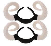 VILLCASE Lot de 2 Serrage-Têtes Cosplay Cornes de Mouton Blanches Artificielles Oreilles D’Agneau Accessoire Léger et Solide pour Déguisement Halloween et Photo Costume