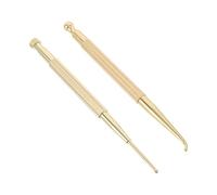 VILLCASE Lot de 2 Sondes D'acupression Auriculaire en Laiton 12,5 Cm - Stylo Massage Oreille Tête Flexible à Ressort Tête Droite sans Ressort - Outil Précis pour Points D'acupuncture