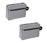 VILLCASE Lot de 2 Trousses de Toilette Multifonctionnelles Grises Double Couche Fermeture Éclair Légères et Portables Voyage Rangement des Cosmétiques