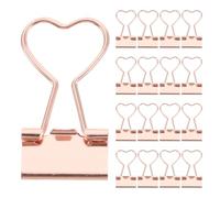 VILLCASE Lot de 24 Trombones Métalliques Or Rose de Cœur Petites Pinces à Reliure Polyvalentes pour Bureau et École Clips pour Sachets de Chips et Organisation de Documents