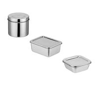 VILLCASE Lot de 3 Boîtes de Conservation en Acier Inoxydable avec Couvercle, Hermétiques et Solide, pour Conserver Aliments Frais en Voyage