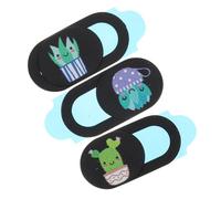 VILLCASE Lot de 3 Caches-caméra de Confidentialité Coulissants pour Ordinateur Portable et Tablette, Protection Discrète Curseur, Design Cartoon Cactus, Autocollants Adhésifs, Noir,
