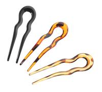 VILLCASE Lot de 3 Épingles à Cheveux Françaises Vintage de U, Grand Format, Finition Brillante, Motifs Tachetés Noir, Léopard Rouge et Léopard Jaune, Accessoires Coiffure pour Femmes,