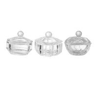 VILLCASE Lot de 3 Godets en Cristal pour Ongles Mini Godet à Ongles en Verre Transparent avec Couvercle Récipient pour Liquide Acrylique et Poudre Format Petit Manucure et Nail Art