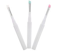 VILLCASE Lot de 3 Pinceaux à Sourcils en Silicone avec Capuchon Anti-poussière, Poils Précis, Réutilisables, Couleurs Transparent, Menthe et Rose, Format Compact Voyage,