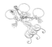 VILLCASE Lot de 3 Porte-Clés Note de Musique en Alliage de Zinc Pendentifs Guitare et Piano Miniatures Décoratifs et Compacts Porte-Clés Breloques Musique pour Paquet à Dos Paquet à