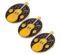 VILLCASE Lot de 3 set de Broches Musicales en Alliage Émail Doré à L’Huile - Broches Instruments de Musique Guitare et Batterie - Badges Fantaisie Colorés pour Vêtements Paquet et