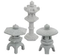VILLCASE Lot de 3 Statues Miniatures de Pagodes Japonaises en Résine, Décoration de Micro-Paysage pour Maison et Bonsaï, Lanterne Décorative Style Réaliste