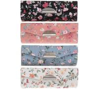 VILLCASE Lot de 4 Boîtes à Rouge à Lèvres Brodées en Tissu Motifs Fleurs Couleurs Noir Blanc Bleu Rose Organisateur Compact pour Cosmétiques Rangement Décoratif pour Maison et Boutique