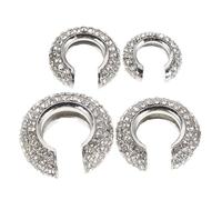 VILLCASE Lot de 4 Boucles D’Oreilles à Clip de C Ornées de Cristaux Scintillants sans Perçage en Alliage Blanc K Tailles Variées pour Fêtes et Usage Quotidien