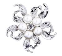 VILLCASE Lot de 4 Broches Fleur en Alliage pour Femme Broche de Poitrine en Perles et Cristaux Bijoux Fantaisie Doré et Argenté Accessoire Élégant pour Vêtements et Banquet