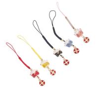 VILLCASE Lot de 5 Breloques Pendentifs Téléphone en Céramique Chat Amulette Mini Charme Coloré Jaune Noir Rouge Rose Bleu Décoration Téléphone Portable et Paquet à Dos Accessoire Bijoux