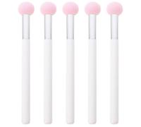 VILLCASE Lot de 5 Éponges de Maquillage Anti-Latex Nbr Applicateur de Poudre Double Usage Humide et Sec Tête Ronde Rose Manche Blanc Outils Cosmétiques pour Fond de Teint et Correcteur