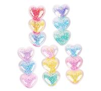 VILLCASE Lot de 5 Pinces à Cheveux de Cœur pour Filles 4-8 Ans Clips Alligator Colorés Sables Mouvants Accessoires Cheveux Fins pour Danse et Fête Usage Quotidien et Anniversaire