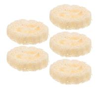 VILLCASE Lot de 5 Tranches de Luffa Naturelles 6-7 CM Base à Savonnette en Luffa 125 CM d'Épaisseur Porte-Savonnette Multifonction pour Salle de Bain Cuisine Éponge Exfoliante