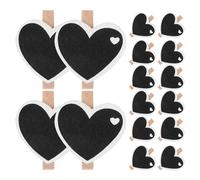 VILLCASE Lot de 50 Mini Pinces à Photos en Bois de Couleur Sombre en Forme de Cœur, Clips Pratiques pour Tenir Papiers, Décoration Murale Romantique et Fonctionnelle