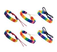 VILLCASE Lot de 6 Bracelets Arc-en-ciel Tissés en Coton, Réglables et Confortables, Style Classique Unisexe pour Processions et Activités de Groupe