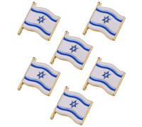 VILLCASE Lot de 6 Broches Drapeau d'Israël en Alliage Solide Épinglettes Légères pour Vêtements Paquet et Chapeaux Décoration Patriotique et Accessoires de Mode pour Homme et Femme