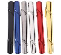 VILLCASE Lot de 6 Pinces à Cravate Argentées pour Hommes en Acier Titane, Design Minimaliste Finition Miroir et Rayures Diagonales, Durabilité et Performance pour Bureau et Occasions