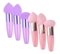 VILLCASE Lot de 6 Stylos de Maquillage Champignon 3Pcs X 2 Sets Éponges à Fond de Teint Souples Roses et Violettes Utilisables Humides ou Secs Accessoires Portables pour Application