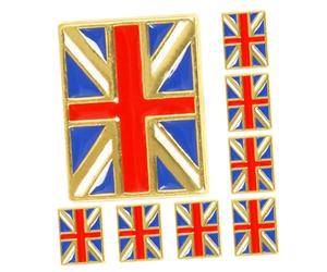 VILLCASE Lot de 8 Épingles à Drapeau Britannique Union Jack Rectangulaires en Métal, Broches de Revers Patriotique pour Vêtements, Accessoires Mode Unisexes, Souvenir Voyage Royaume-uni