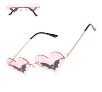 VILLCASE Lunettes de Soleil sans Monture de Cœur Verres Roses Monture Métal Doré 1 Paire Lunettes Cool pour Fête Plage et Séances Photo Estivales