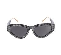 VILLCASE Lunettes de Soleil Triangulaires en PC et Métal, Style Moderne | Protection Uva et Uvb, Monture Solide Diamants Faux, Ultralégères, pour Femmes, Argenté