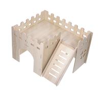 VILLCASE Maison Bois Massif avec Escalier pour Hamster Cochon et Petits Rongeurs Abri Naturel pour Nidification et Jeu Toute Année