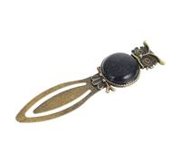 VILLCASE Marque-page Hibou en Alliage de Zinc Rétro Pierre Incrustée Bleu Sable, Marqueur de Livre Métal Léger et Décoratif, Accessoire de Bureau pour Lecture et Présent Adulte