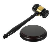 VILLCASE Marteau de Juge en Bois Massif 2 Pièces Socle Résonant, Marteau D'avocat Compact pour Ventes aux Enchères, Tribunaux et Réunions Professionnelles