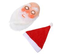 VILLCASE Masque de Père Noël en Latex Doux Barbe Blanche Intégrale et Bonnet Rouge Réaliste Accessoire de Déguisement pour Adultes Costume de Fête de Noël Carnaval et Cosplay Ajustable